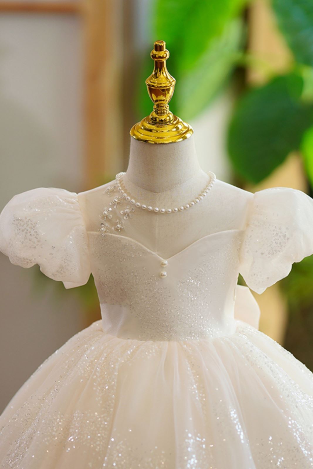 Принцесса Длина по Щиколотку Organza Детские Платья in Шампанского цвета