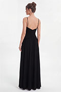Black Sweetheart Spaghetti Strap V Waist Elegant A Line Evening Dress