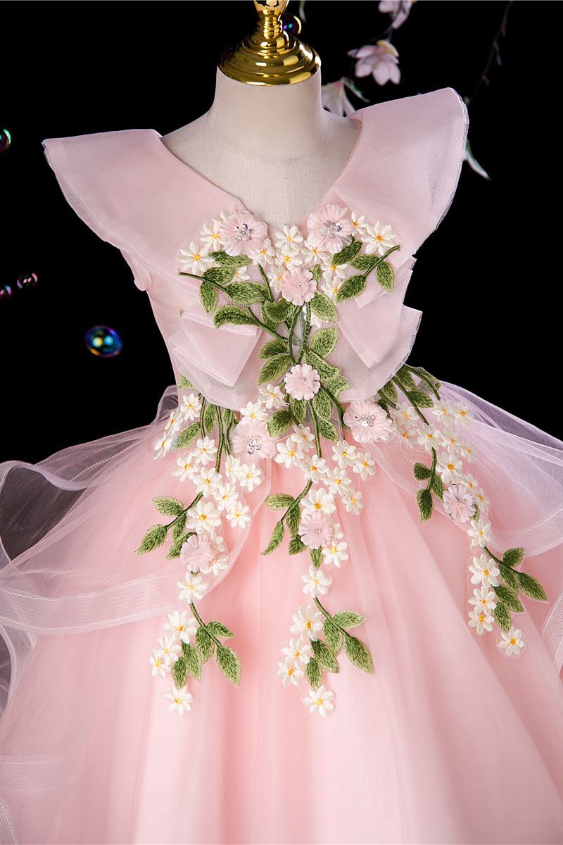 Princesse Longueur à Jambe Tulle robes de demoiselle d'honneur - fillette in Rose