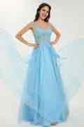 Sky Blue Ball Gown with Sweetheart Neckline and Sequin Floral