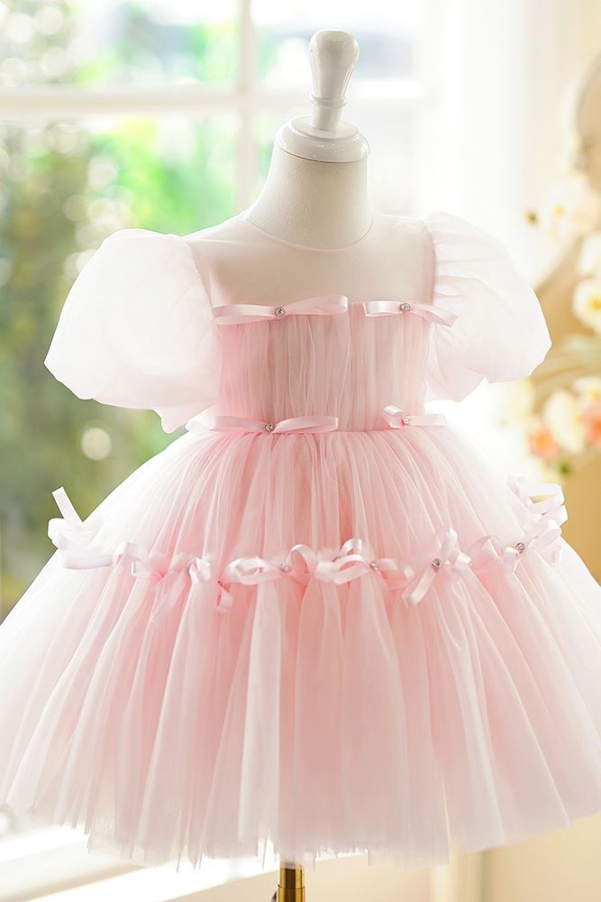 Princesse Longueur à Jambe Tulle robes de demoiselle d'honneur - fillette in Rose