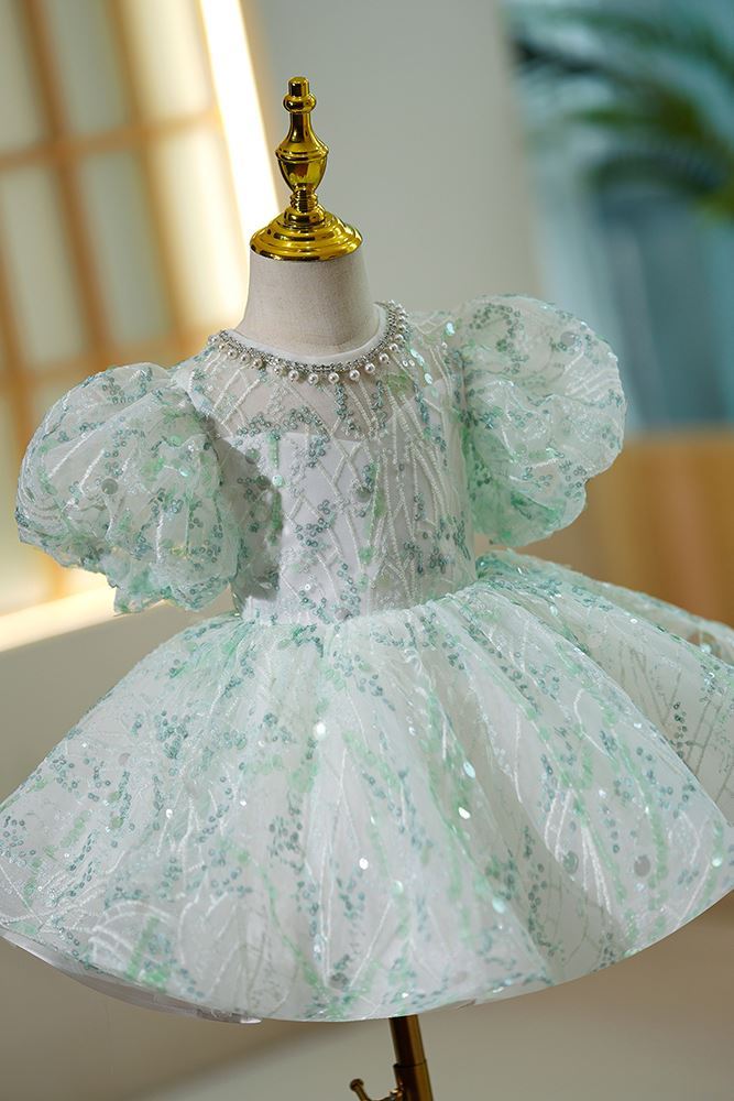 Princesse Pailleté robes de demoiselle d'honneur - fillette in Vert Menthe