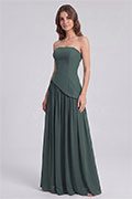 Robe longue bandeau vert émeraude à lacets