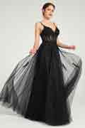 Corset Bodice A-Line Tulle Prom Dress with Glitter Beading & Lace