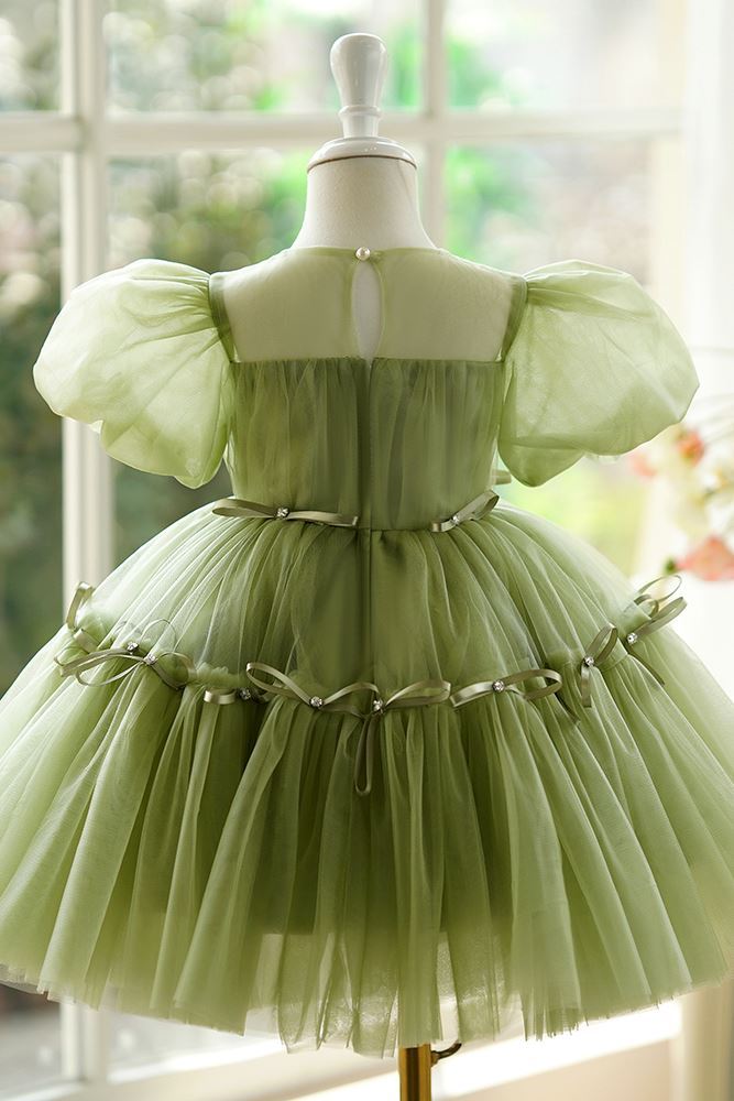 Принцесса Round Длина по Щиколотку Tulle Детские Платья in Зелёный