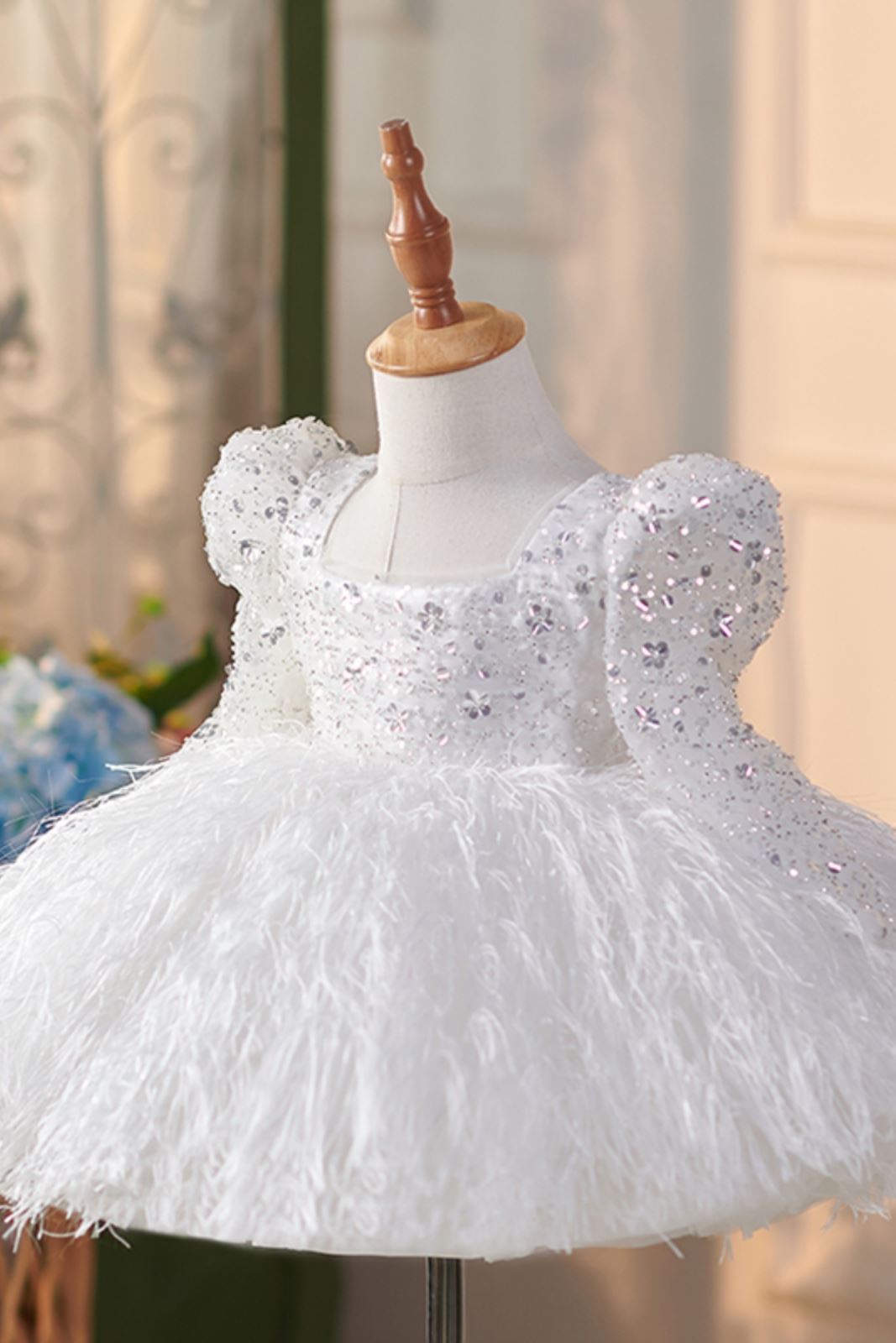 Princesse Longueur à Jambe Pailleté robes de demoiselle d'honneur - fillette in Blanc