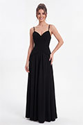 Black Sweetheart Spaghetti Strap V Waist Elegant A Line Evening Dress