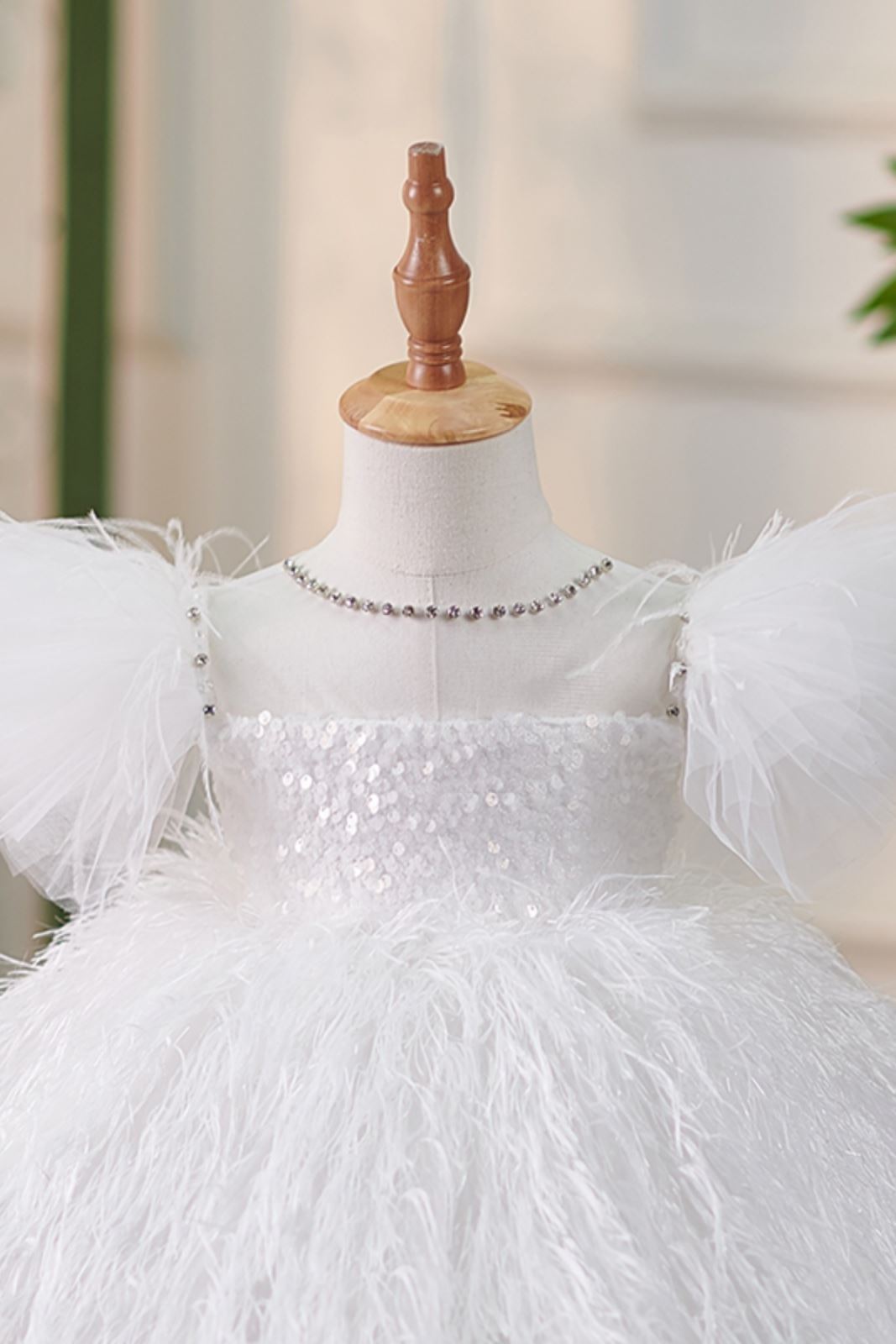 Princesse Longueur à Jambe Pailleté robes de demoiselle d'honneur - fillette in Blanc