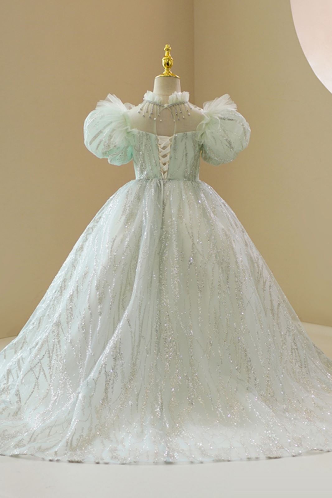 Princesse Longueur au Sol Organza robes de demoiselle d'honneur - fillette in Vert