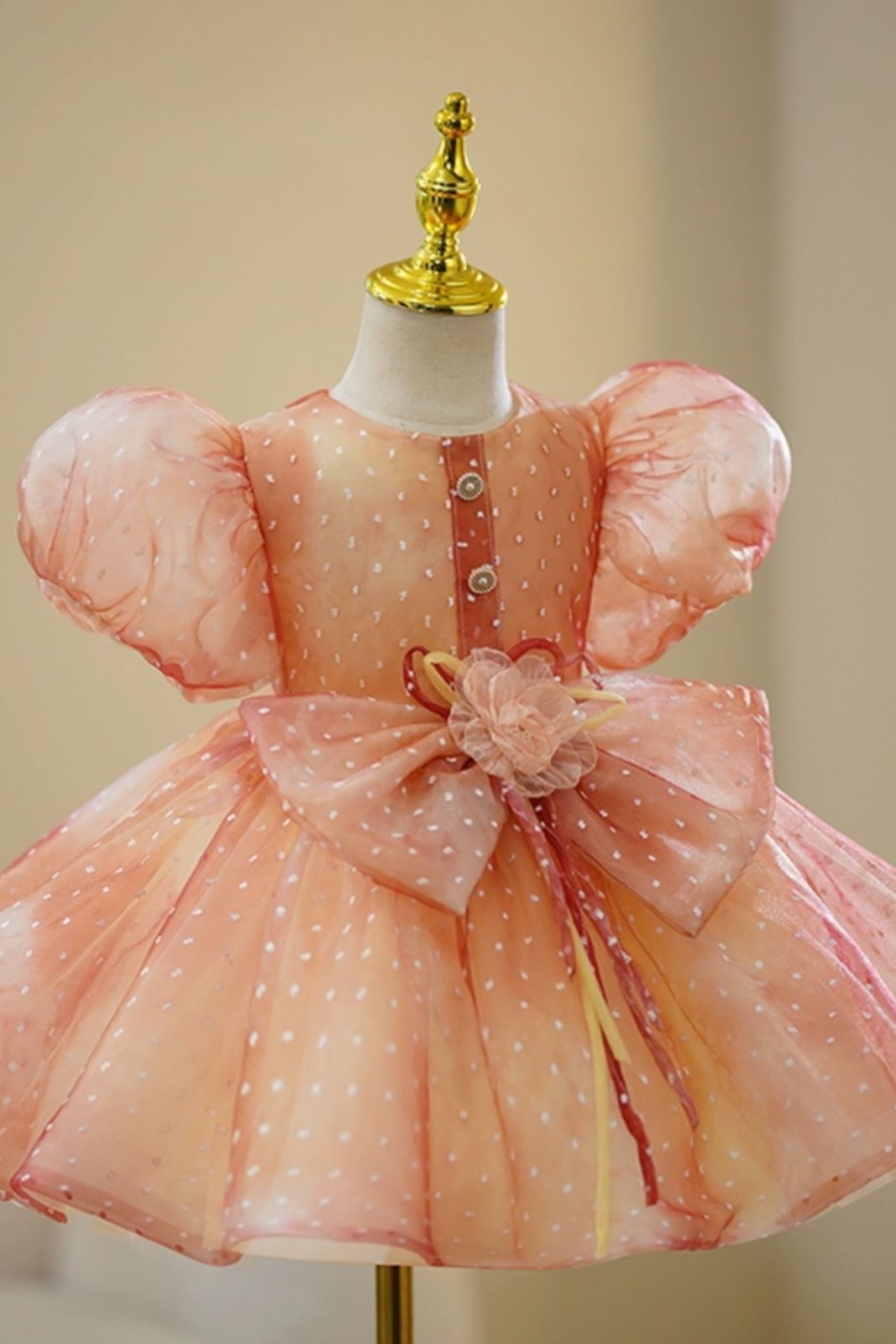 Rond Organza robes de demoiselle d'honneur - fillette in Rose Poudr