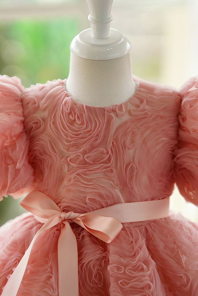 Prinzessin Wadenlang Polyester Blumenmädchenkleider in Staubige Rose