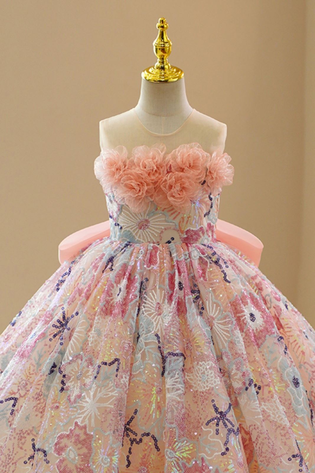 Princesse Longueur au Sol Pailleté robes de demoiselle d'honneur - fillette in Rose