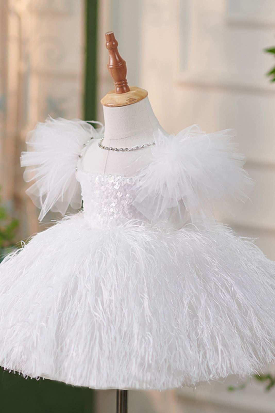 Princesse Longueur à Jambe Pailleté robes de demoiselle d'honneur - fillette in Blanc