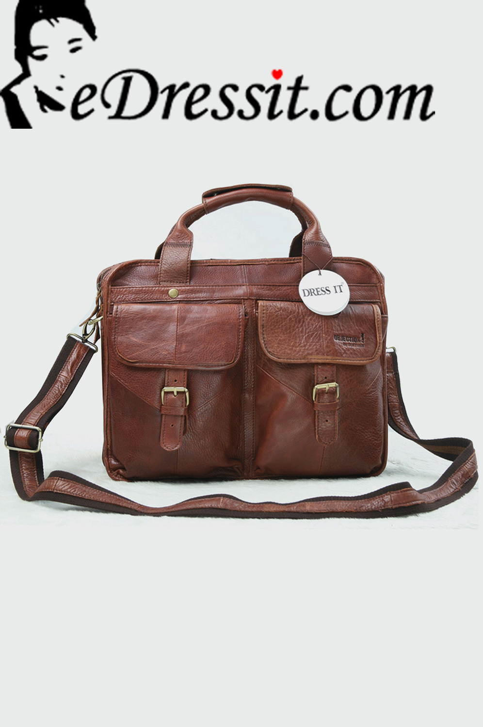 Leather Men's Messenger Shoulder Bag Briefcase