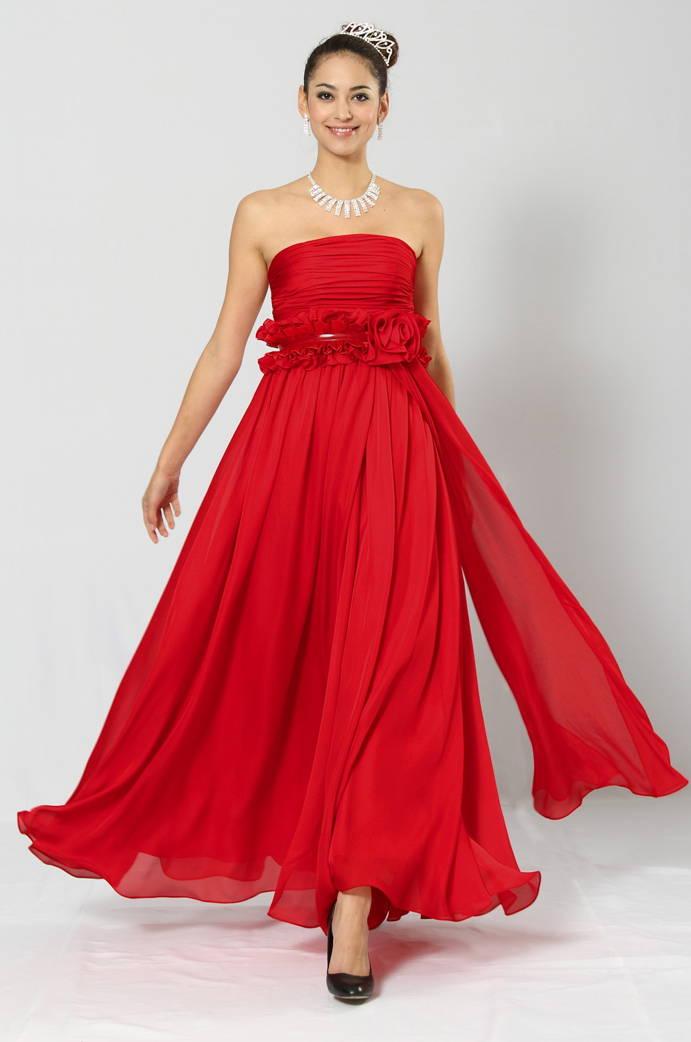 Amazing Red Strapless Evening Gown