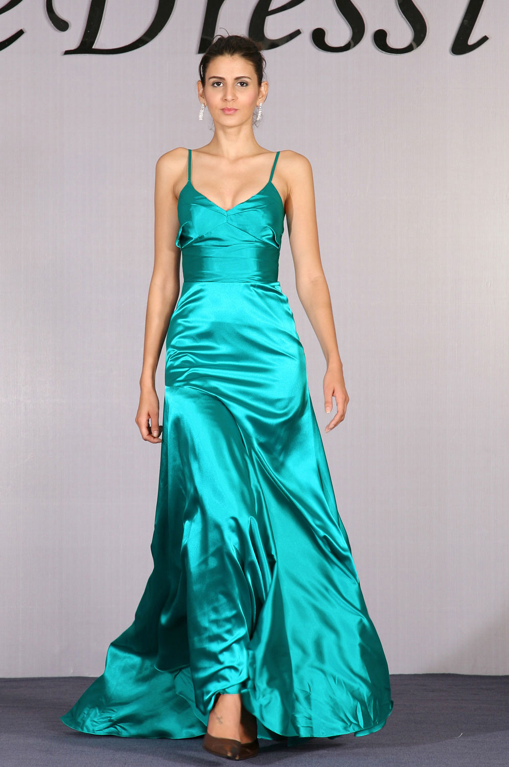 Elegant V cut Evening Dress