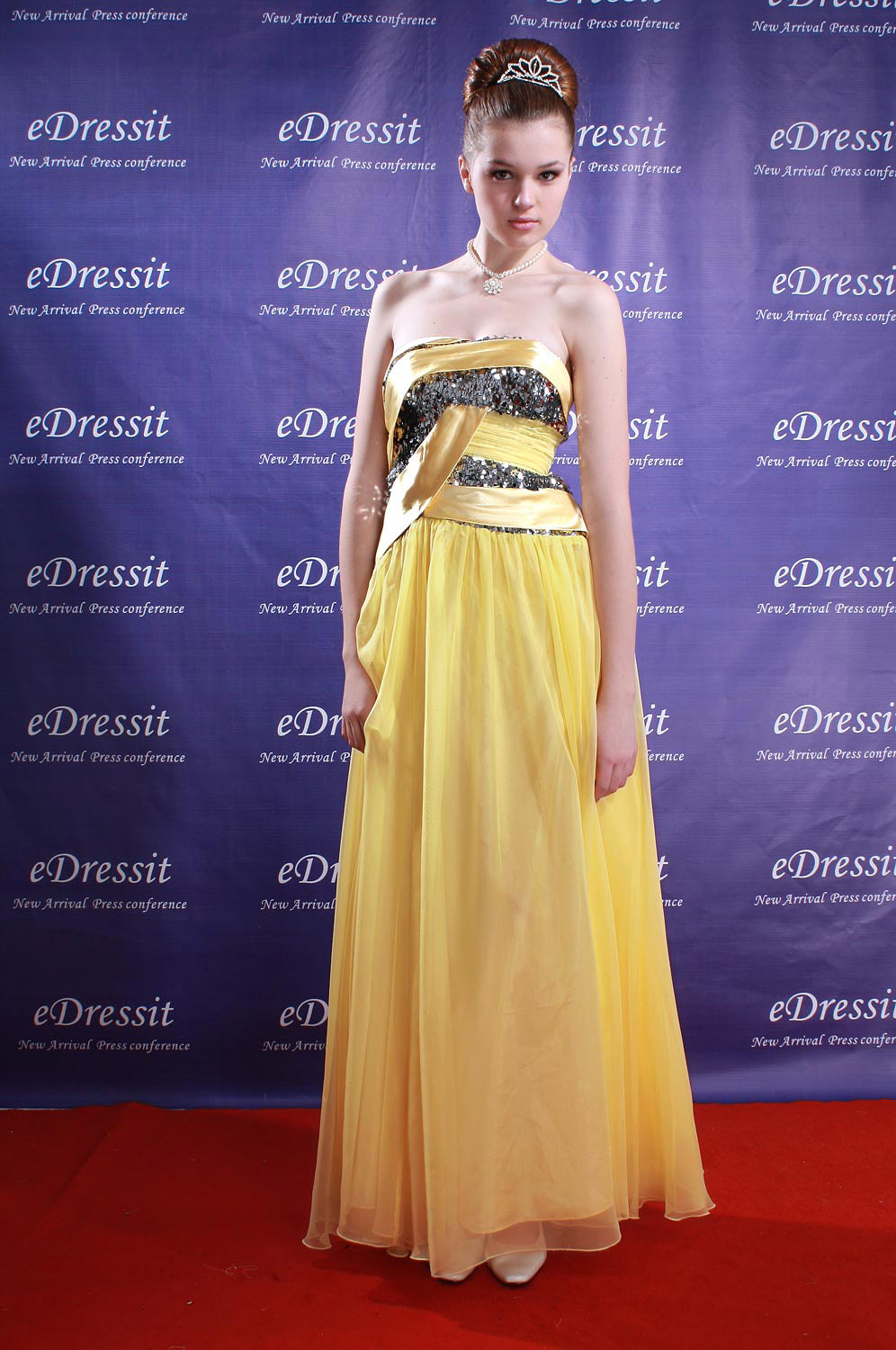 Yellow Sexy Prom Gown Evening Dress