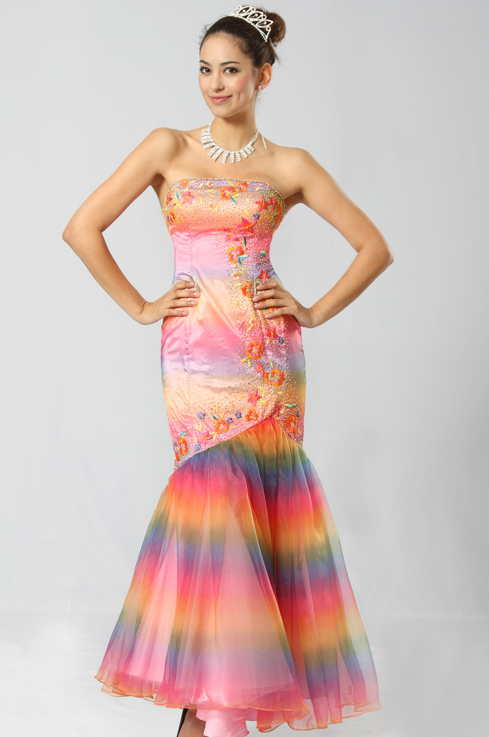 Glamorous Rainbow Prom Gown