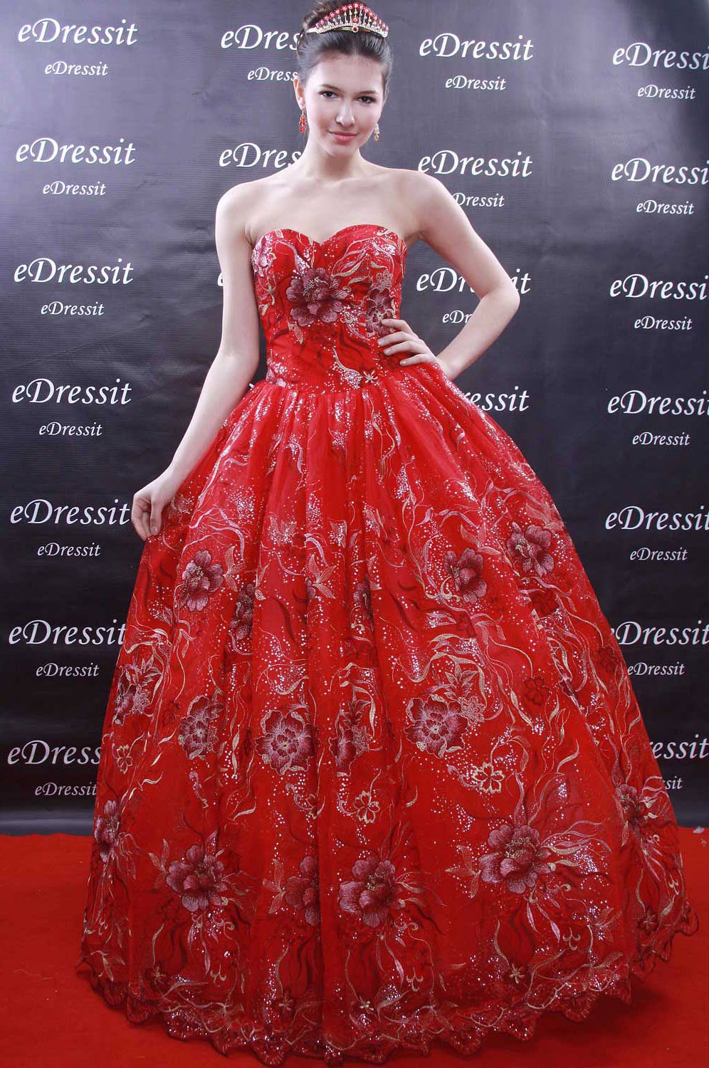 Red Prom Gown Evening Wedding Dress