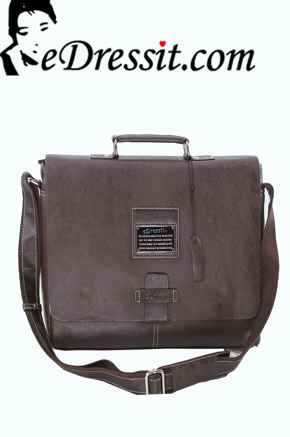 Leather Men's Messenger Shoulder Bag Briefcase