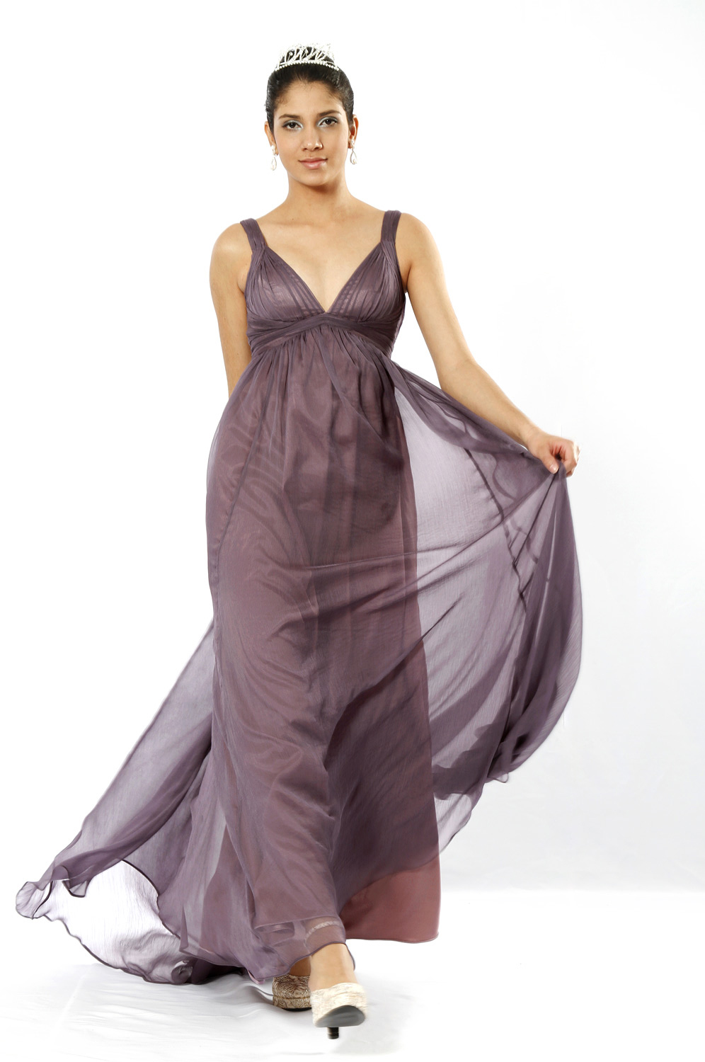 Elegant V-Cut Evening Dress