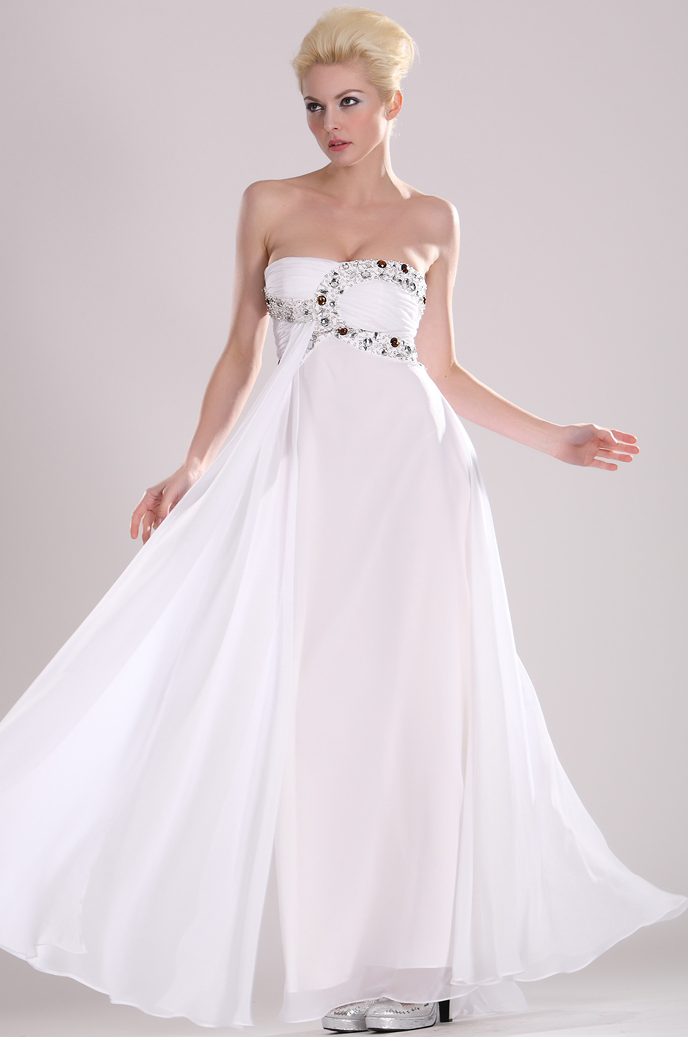 Strapless Beaded Evening Dress