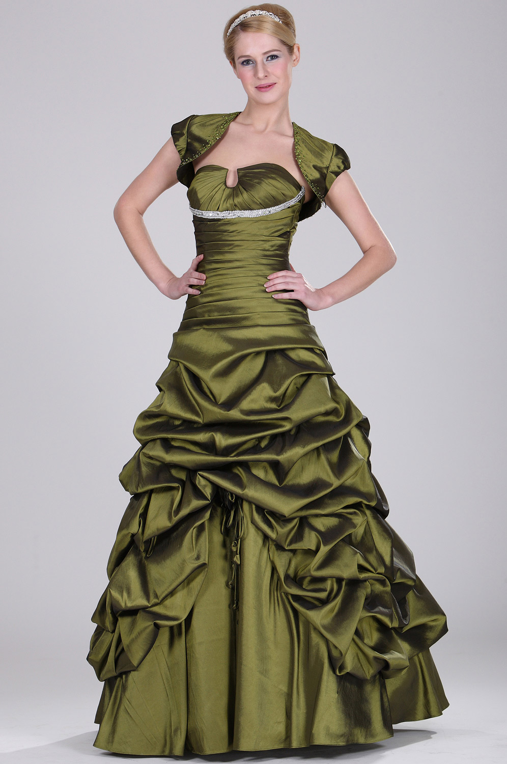 Vestido de Noche Elegante Verde con Bolero