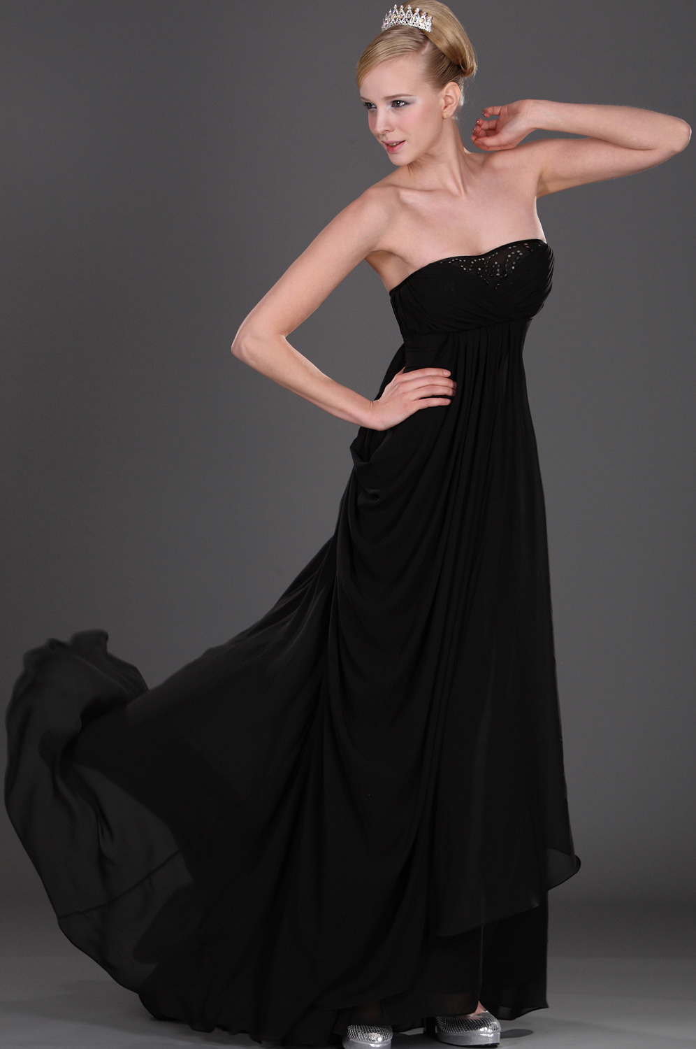 Black Strapless Evening Dress