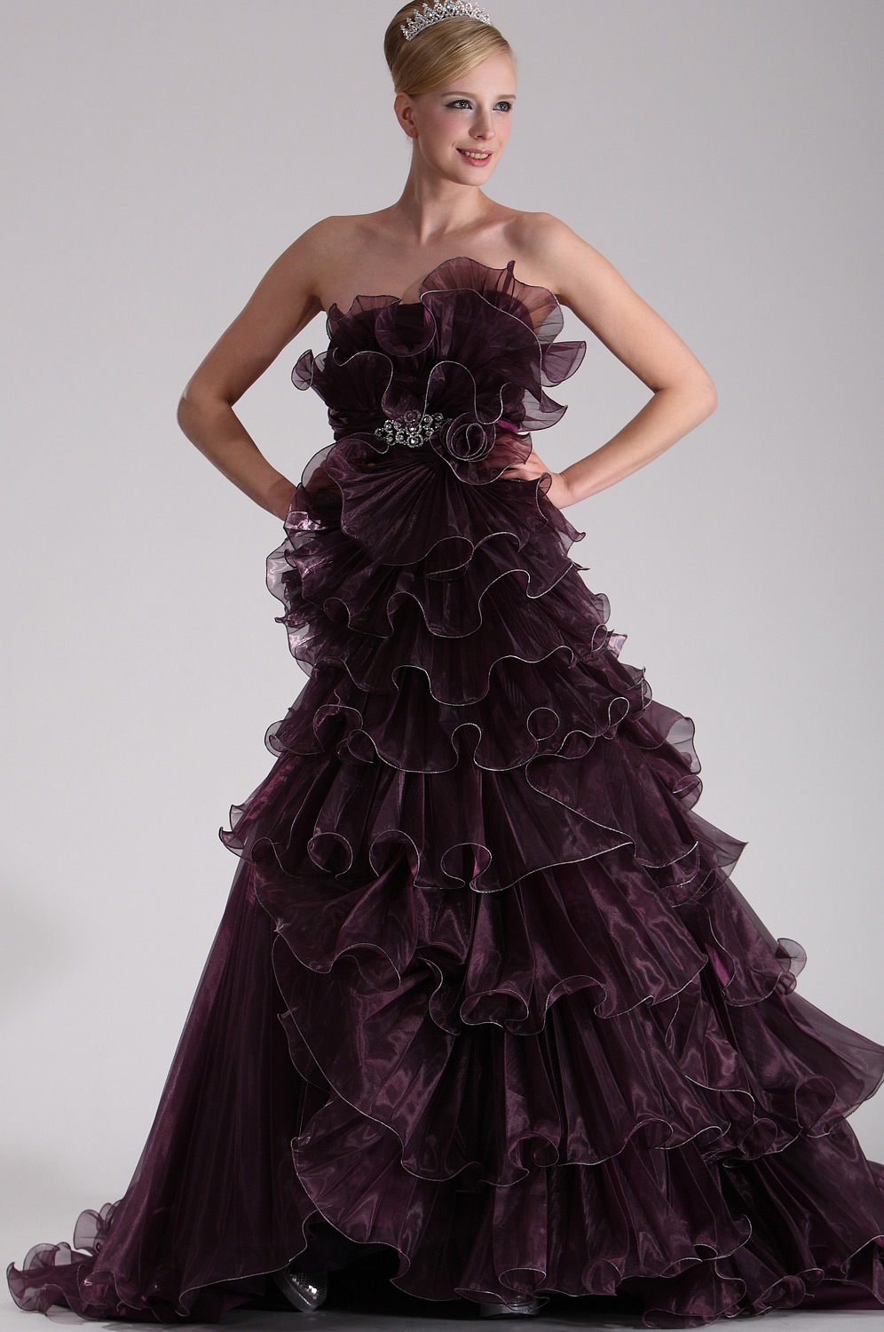 Stylish Fully Pleated Prom Gown