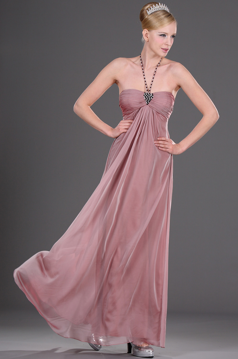 Beaded Halter Evening Dress