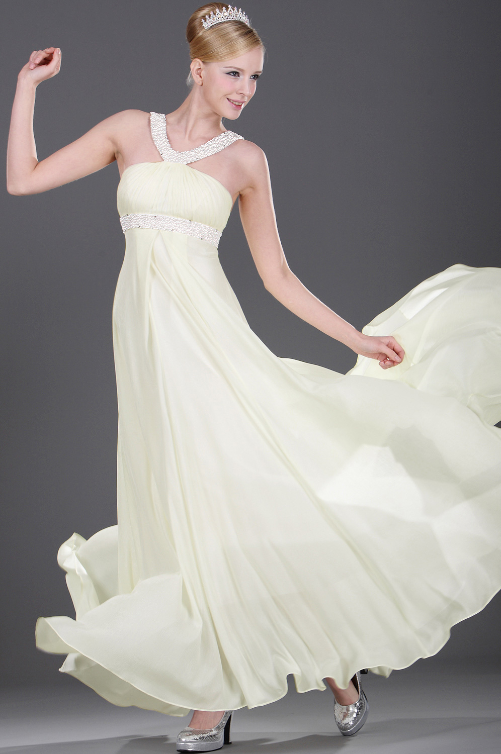 Beaded Ivory Evening Dress