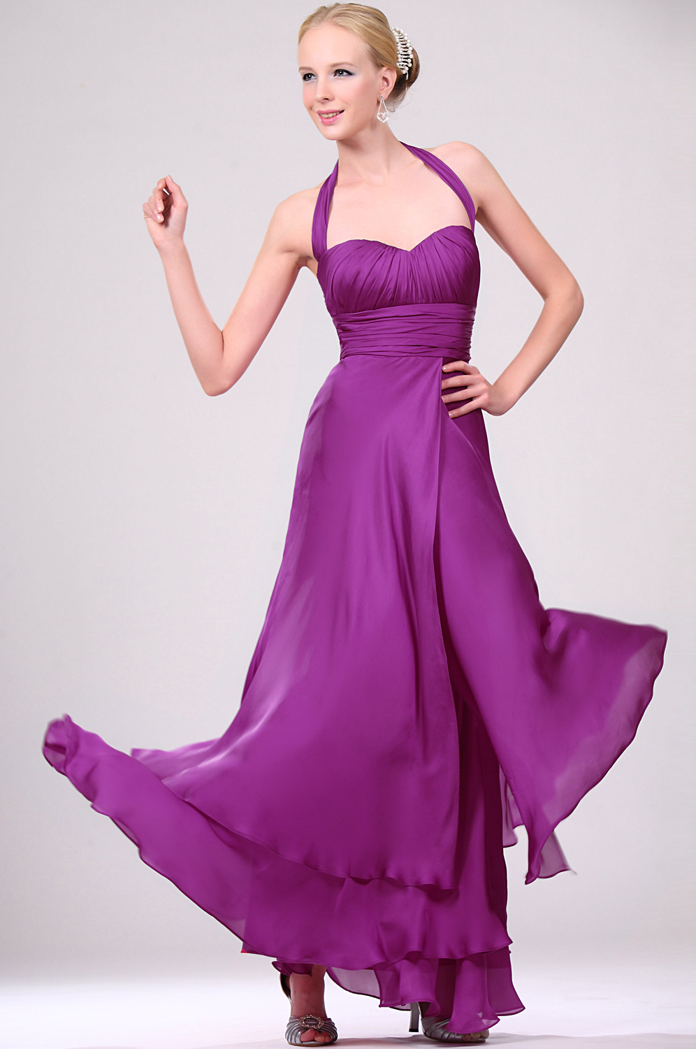 Elegante Halter Formal Vestido de Noche