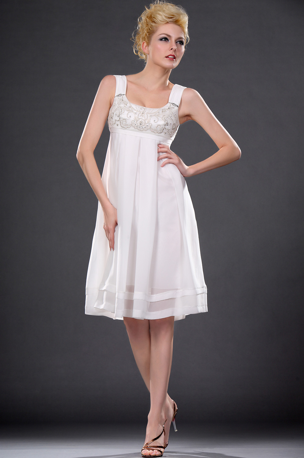 Eleganz Weiss Cocktail Kleid