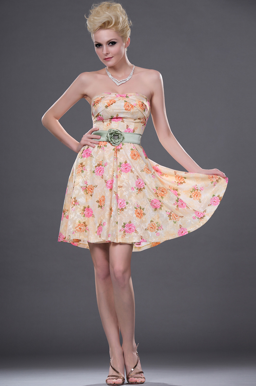 2011 New Strapless Floral Cocktail Dress