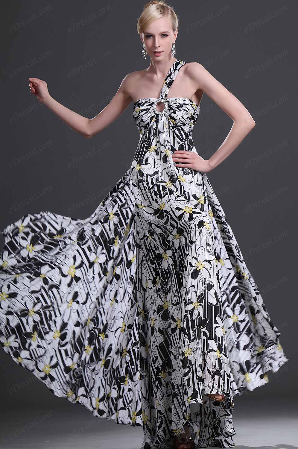 New Elegant One Shoulder Evening Dress