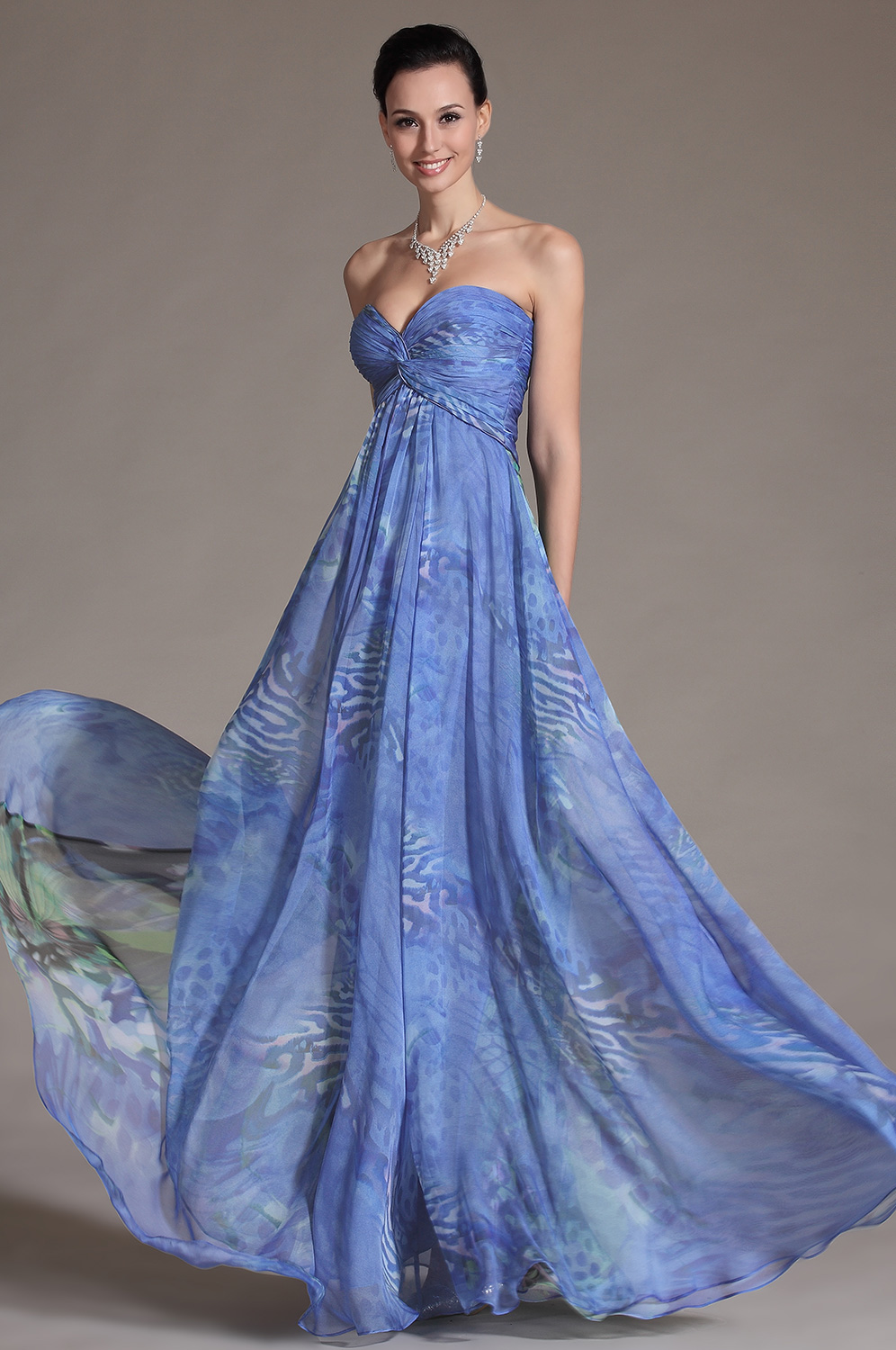 Gorgeous Strapless Printed Evening Gown