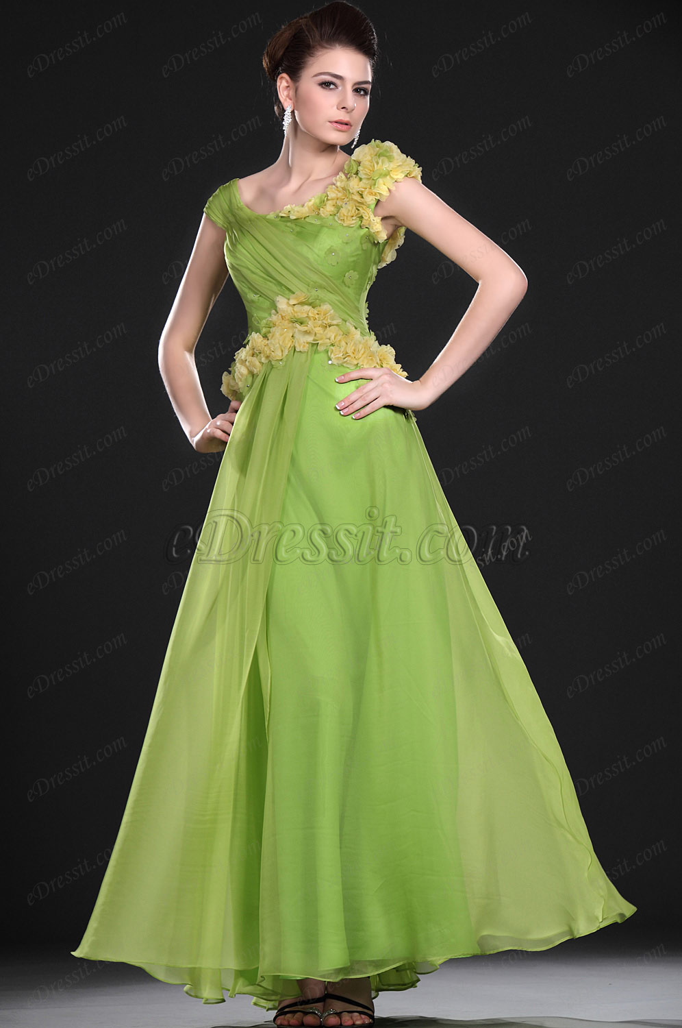 New Stylish Green Evening Dress