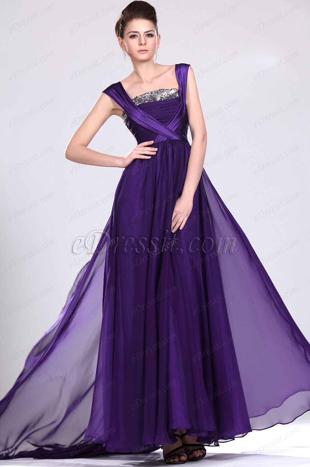 New Graceful Purple Evening Dress