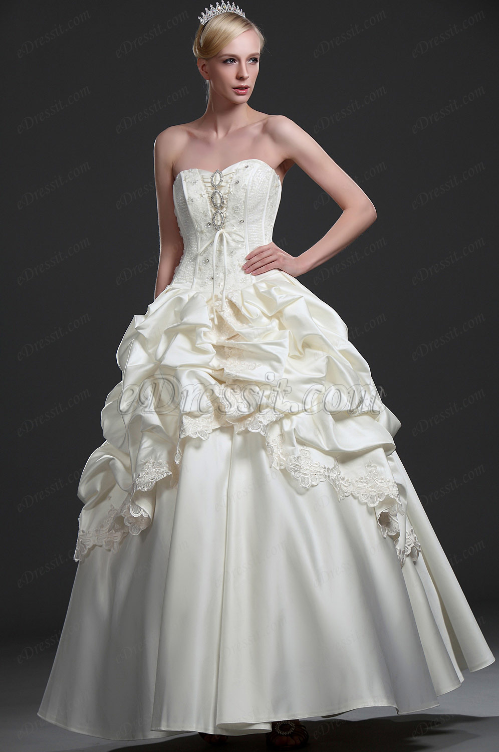 New Strapless Beaded Wedding Gown