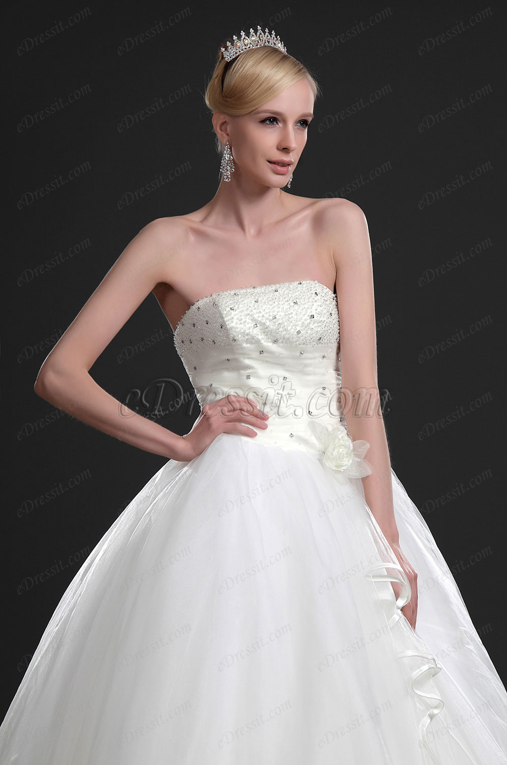 Amazing Beaded Strapless Wedding Gown