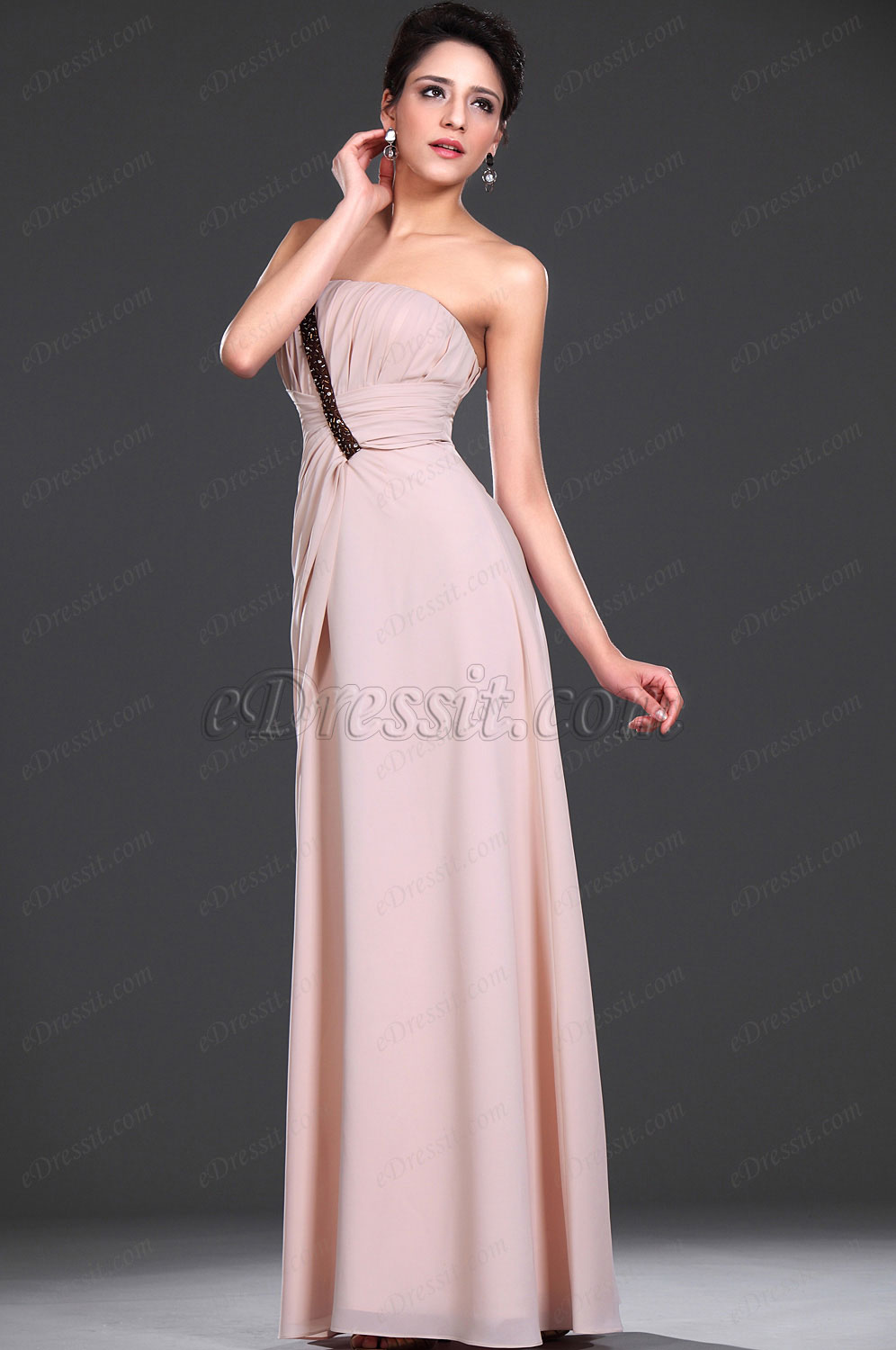 New Beaded One Shoulder Evening Dress