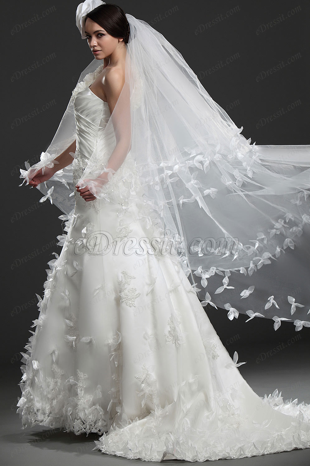 Maravilloso Blanco vestido de boda Con encaje