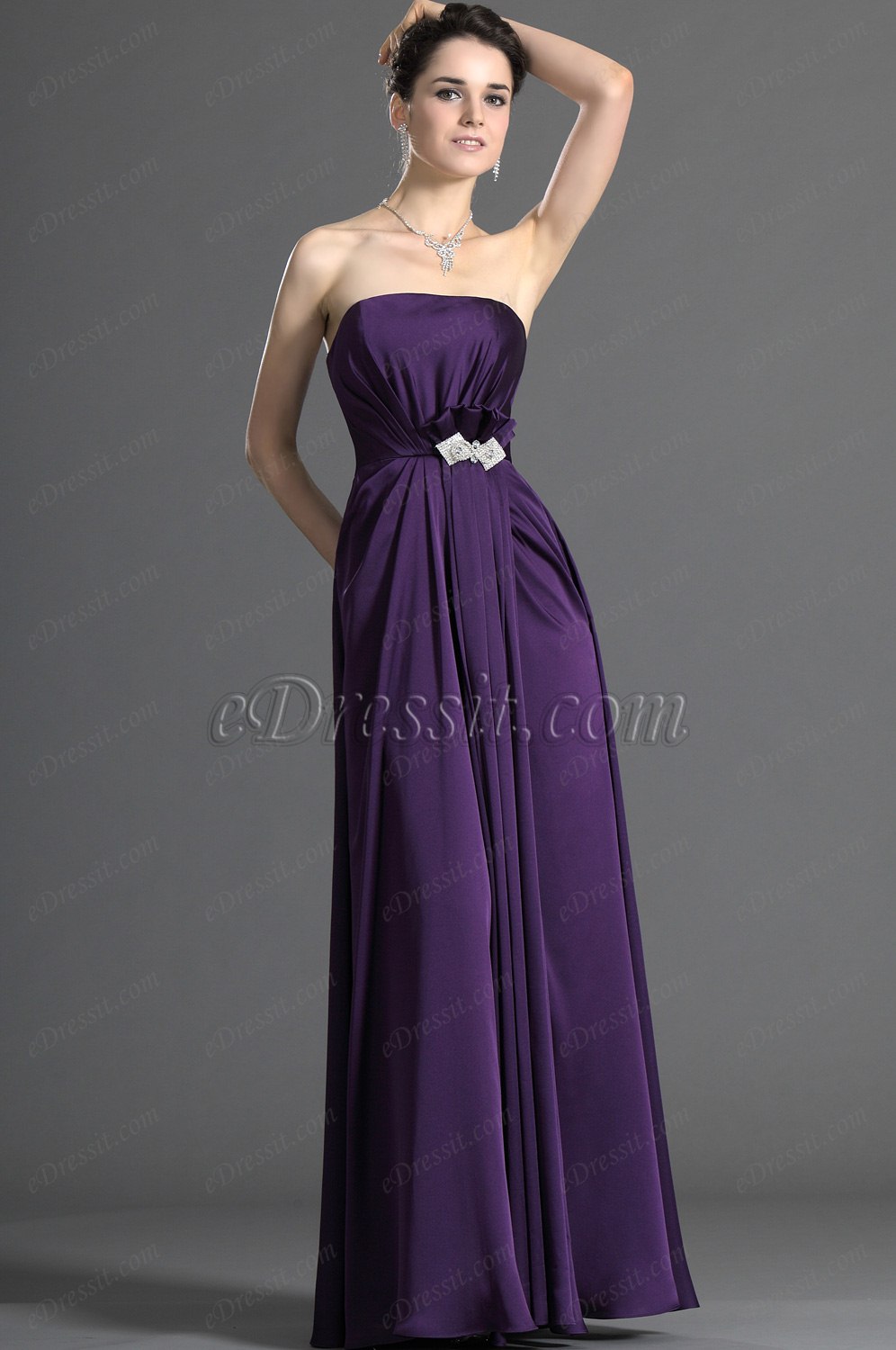 Strapless Purple Bridesmaid Dress