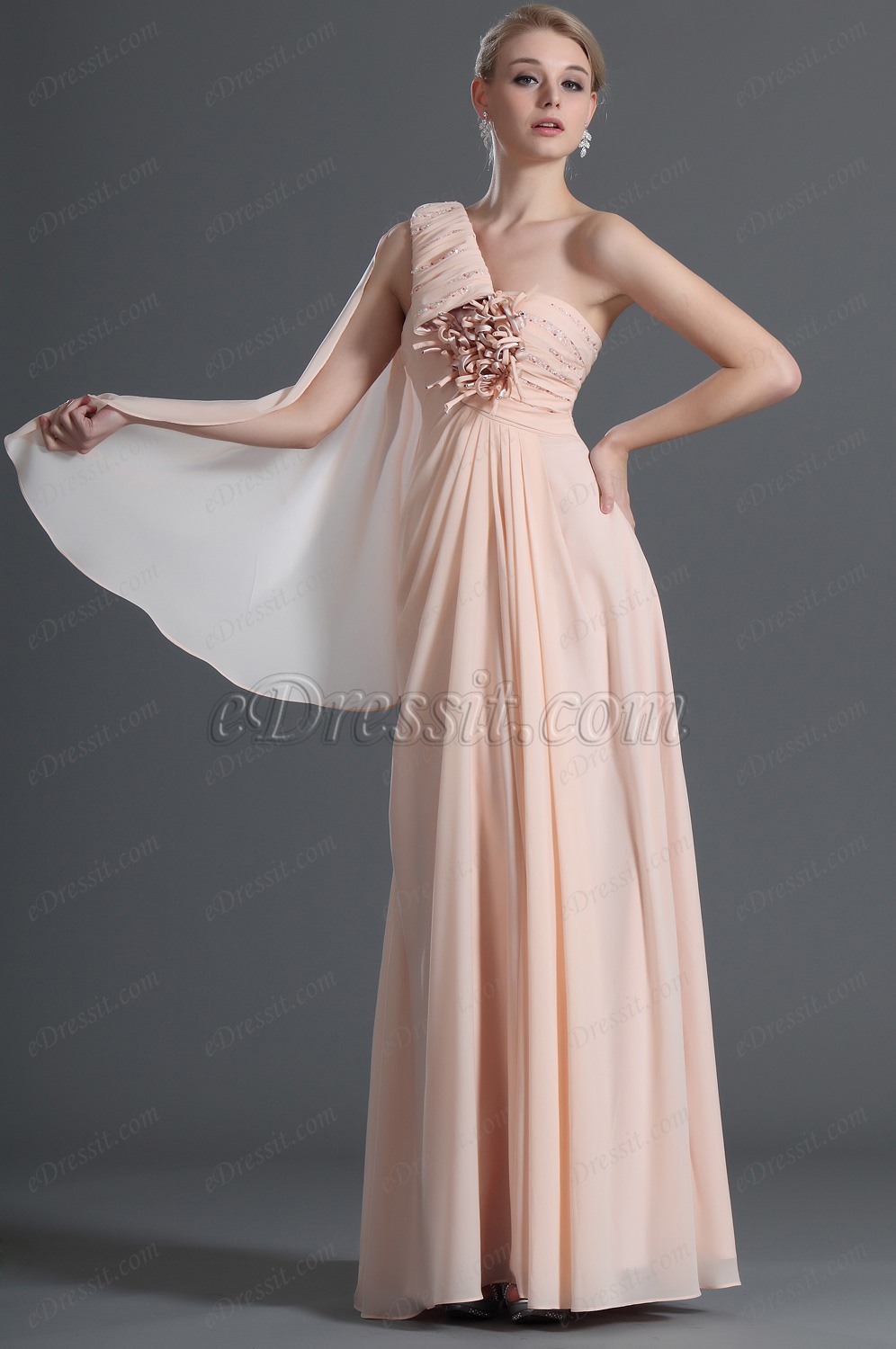 Grogeous One Shoulder Long Evening Dress