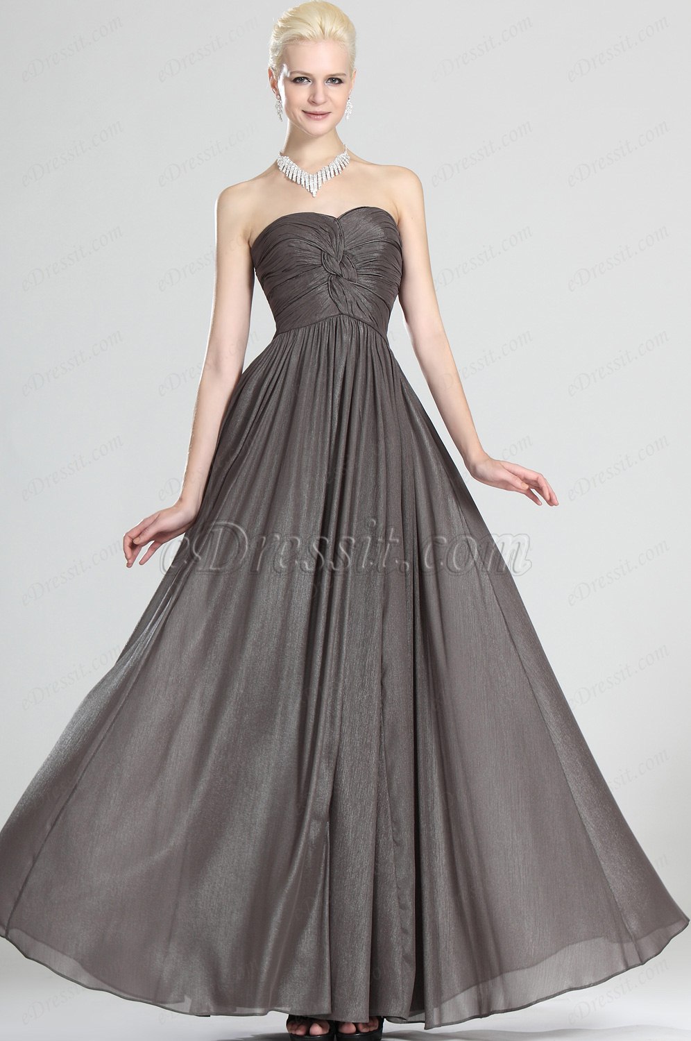 Grace Strapless Gray Evening Dress