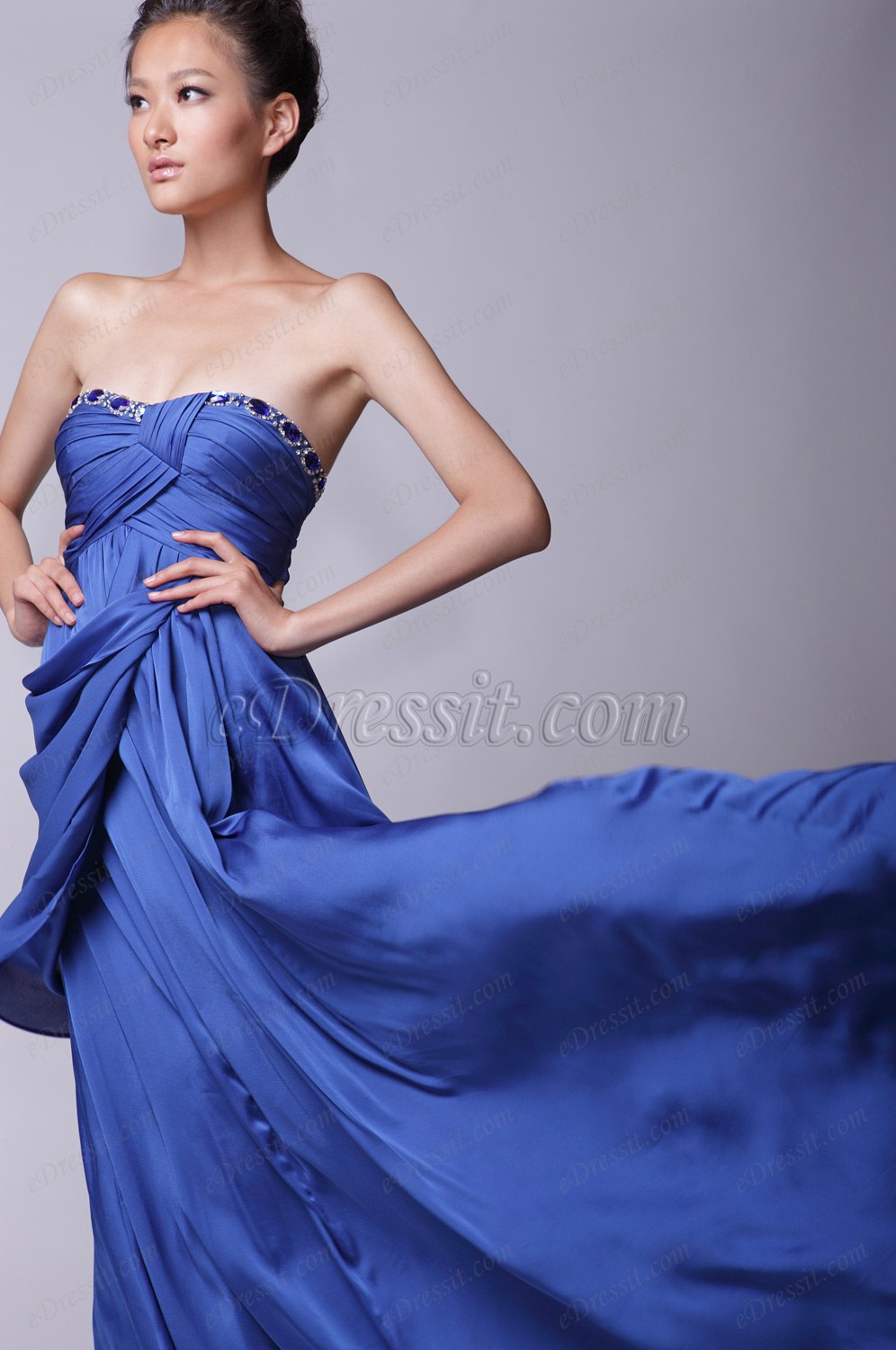 Elegante Bustier Robe de Soiree Bleu