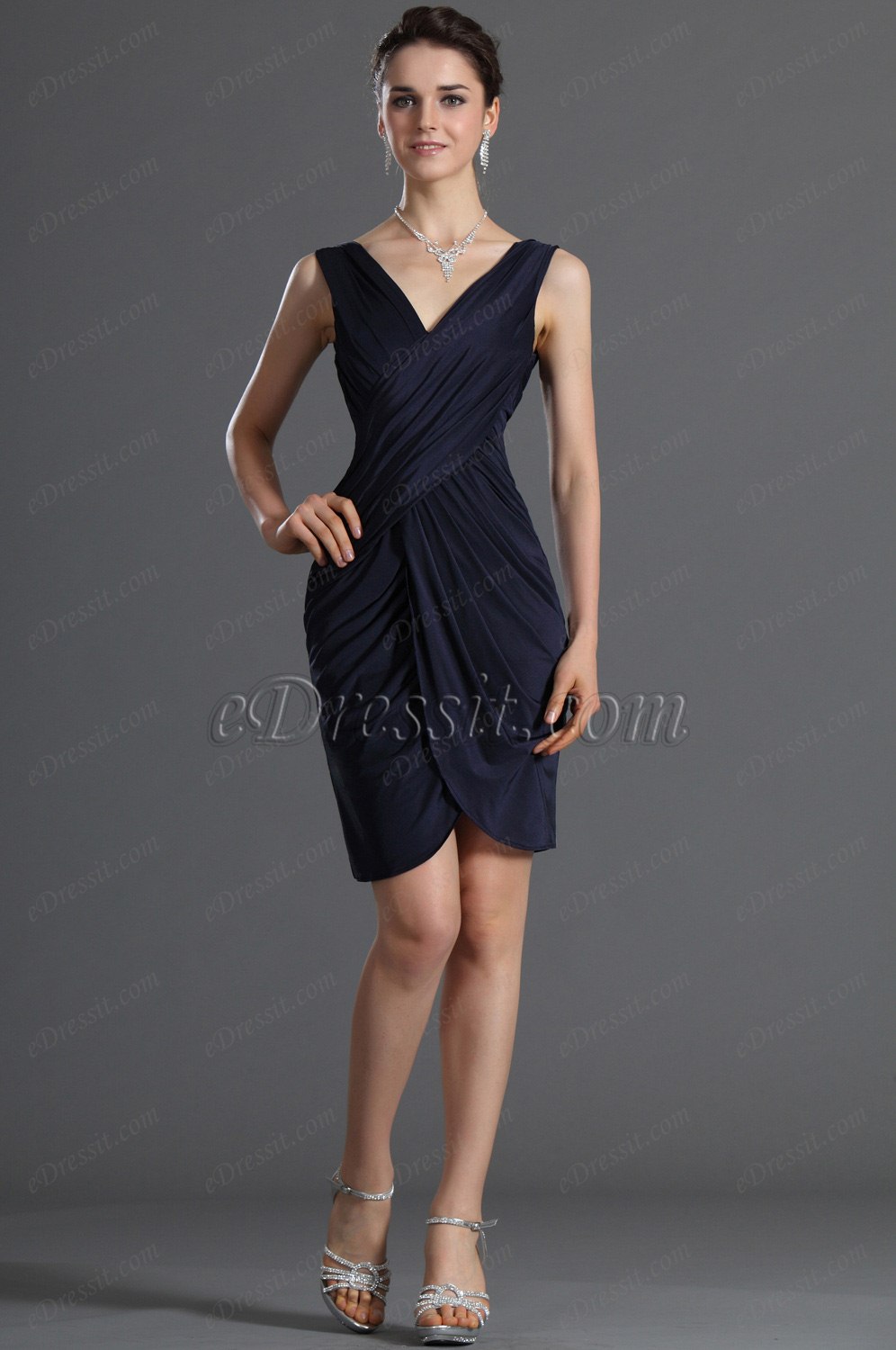 Prachtlos Dunkel Blau Party Kleid