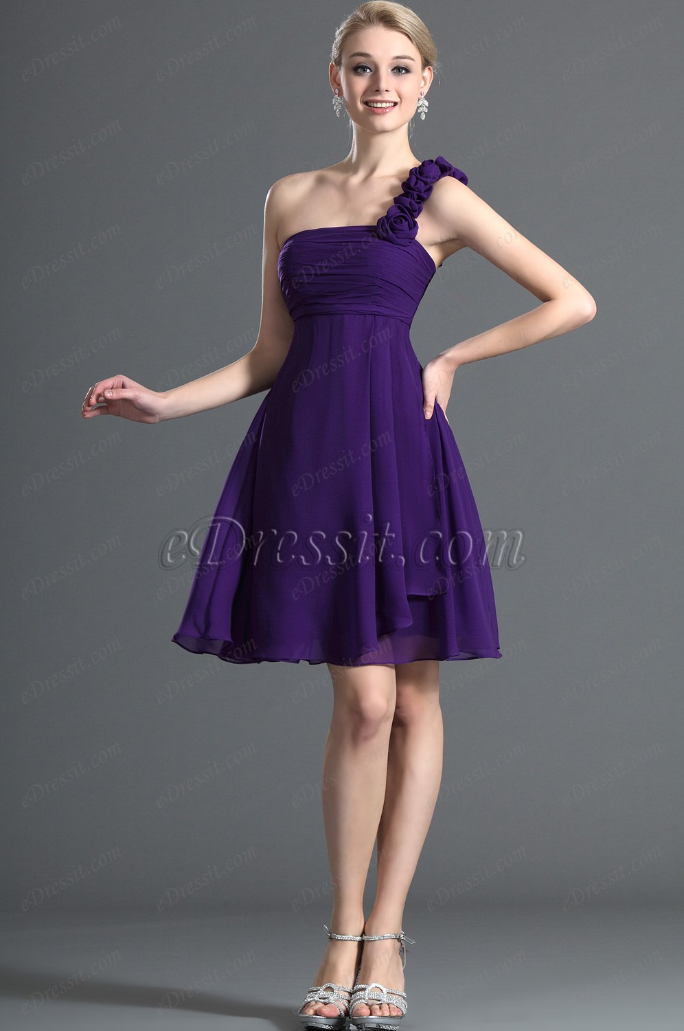 One shoudler Purple Bridesmaid Dress /Party Dress