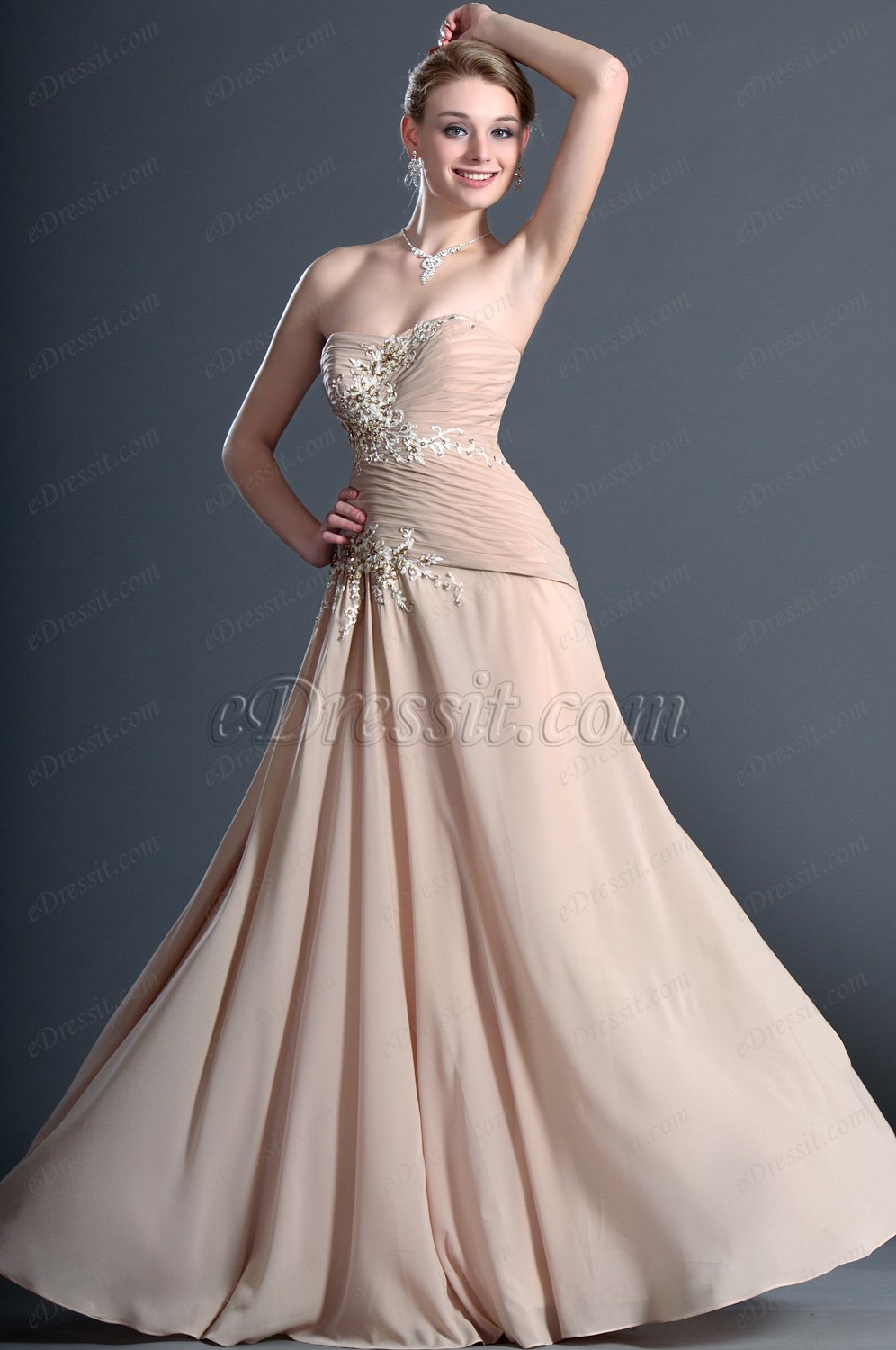 Graceful Sweetheart Strapless Evening Dress