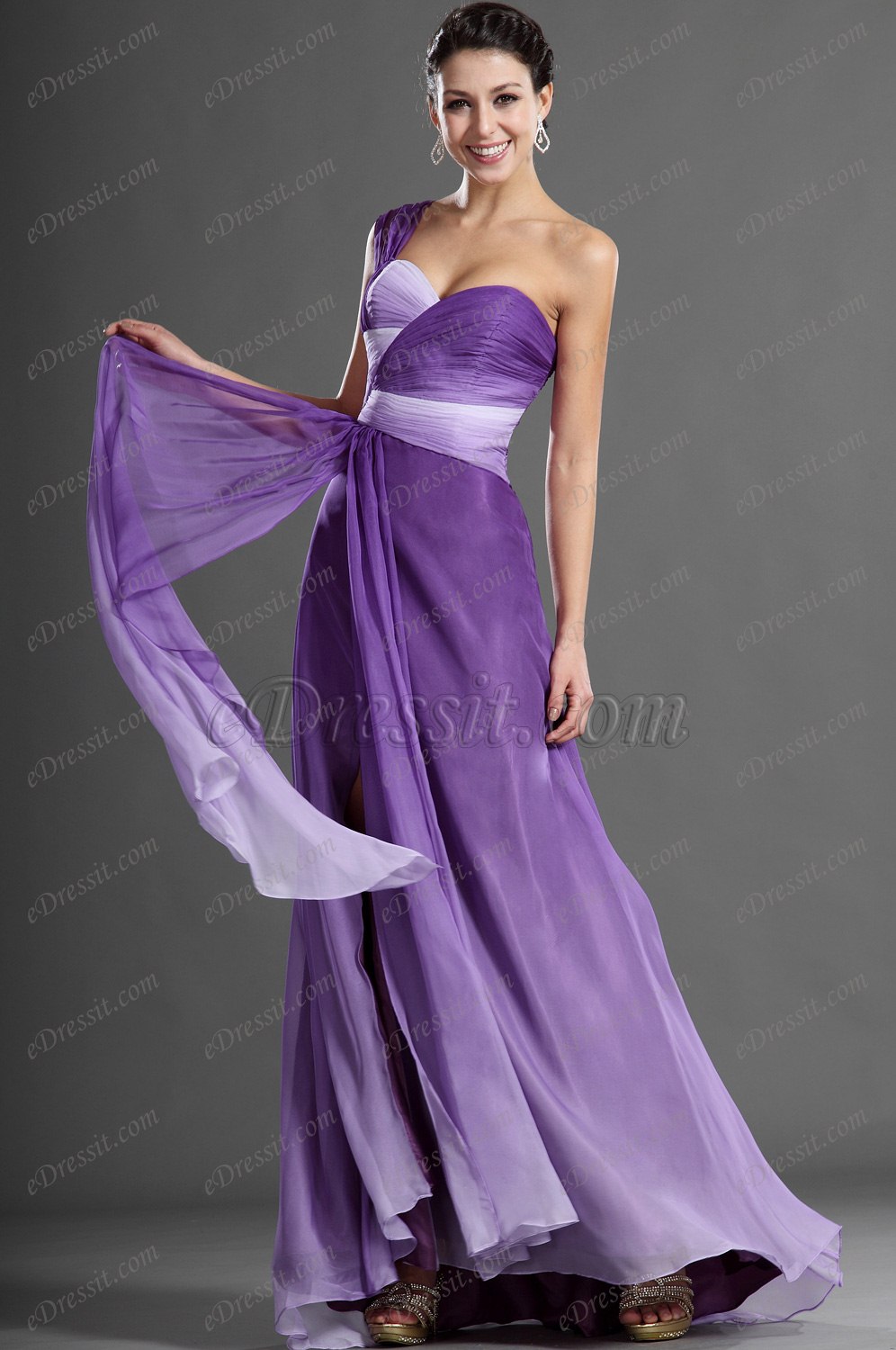 One Shoulder Sweetheart Evening Dress